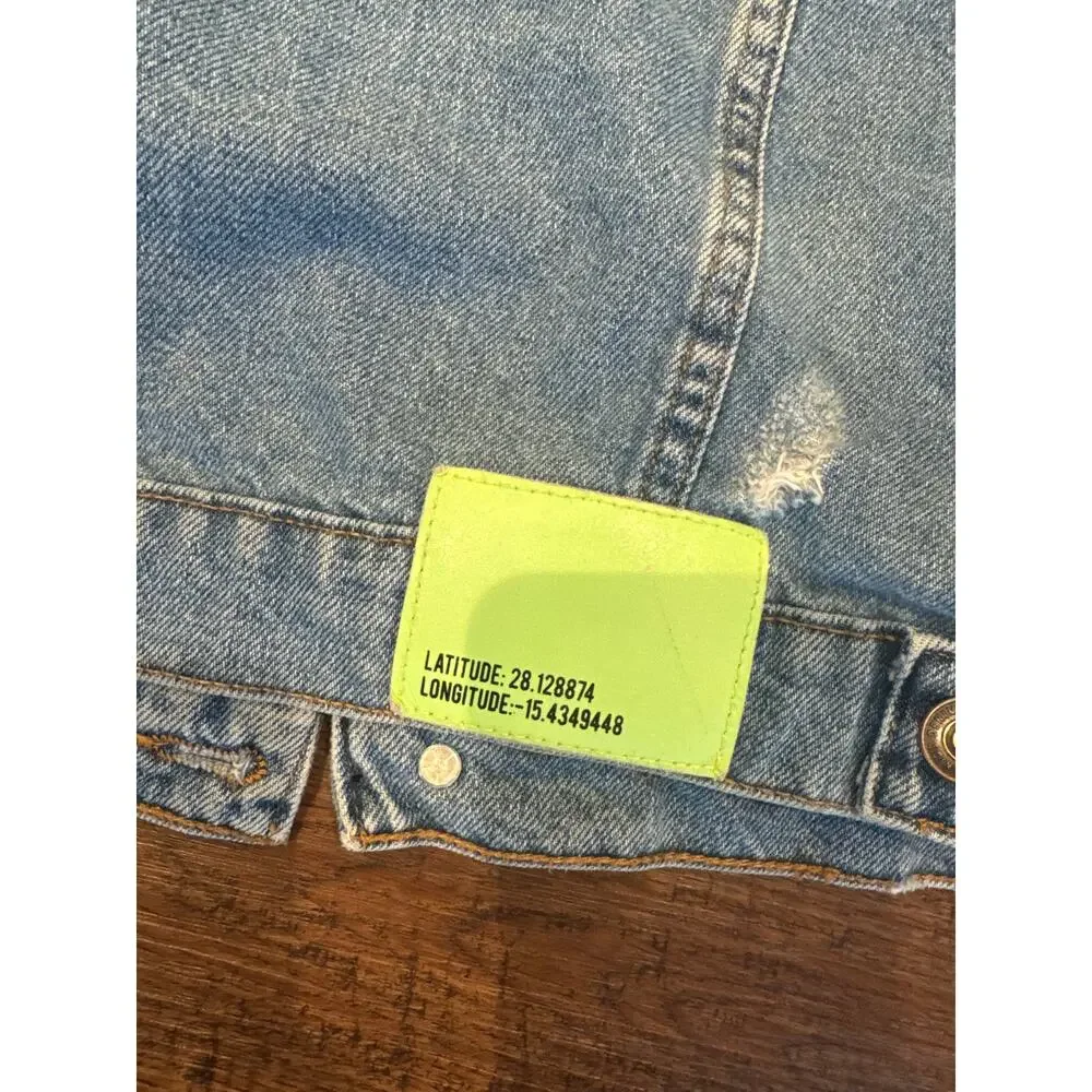 Zara Kids Distressed Denim Jean Jacket Casual Relaxed Fit Boys Size 11-12